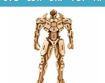 Gigantic battle robot, 2 versions for laser cut projects - SVG, CDR and more - Sci-Fi Mecha wall decoration, wooden model, CNC template, plotter file