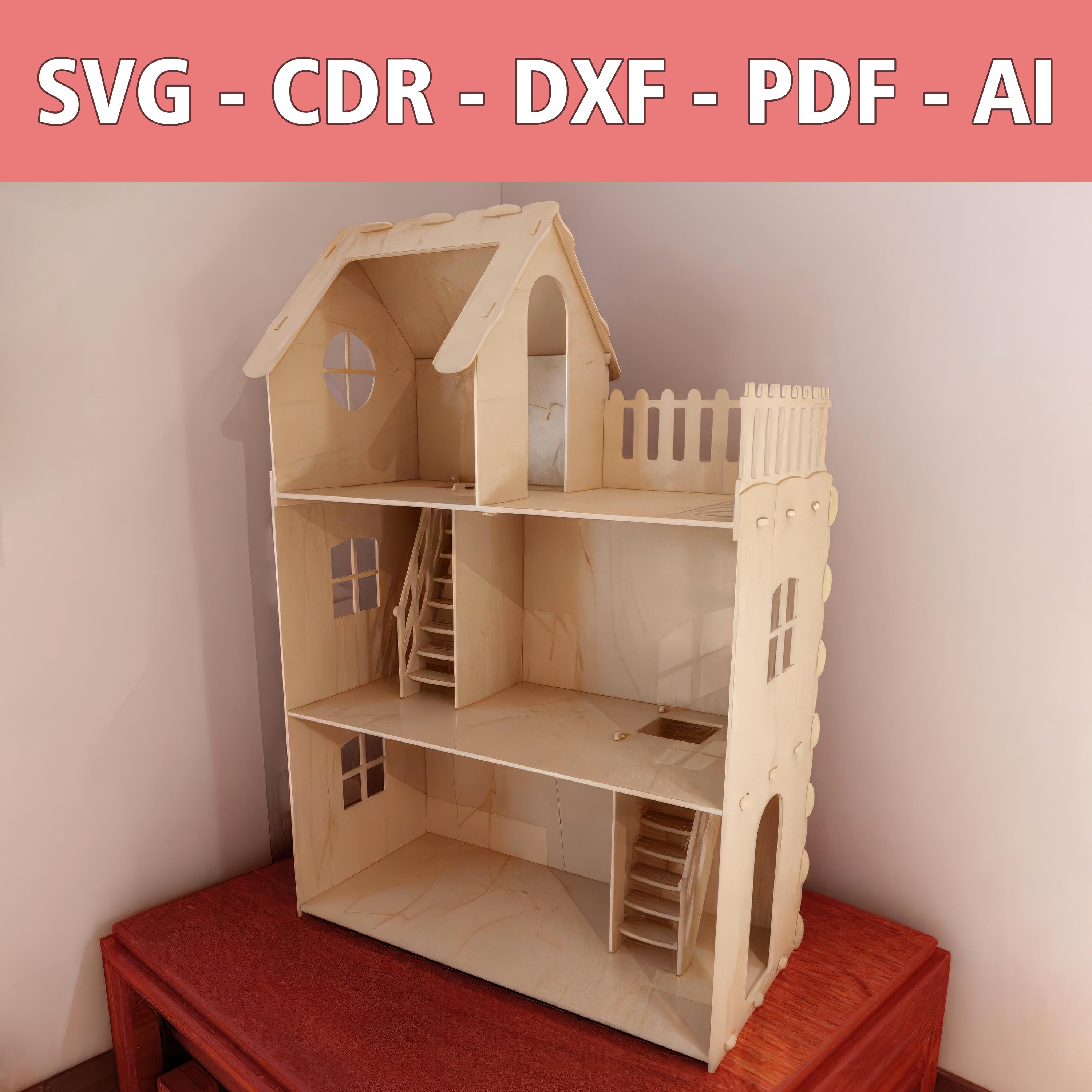 Archivo láser para casa de muñecas de madera de pisos, 2,5