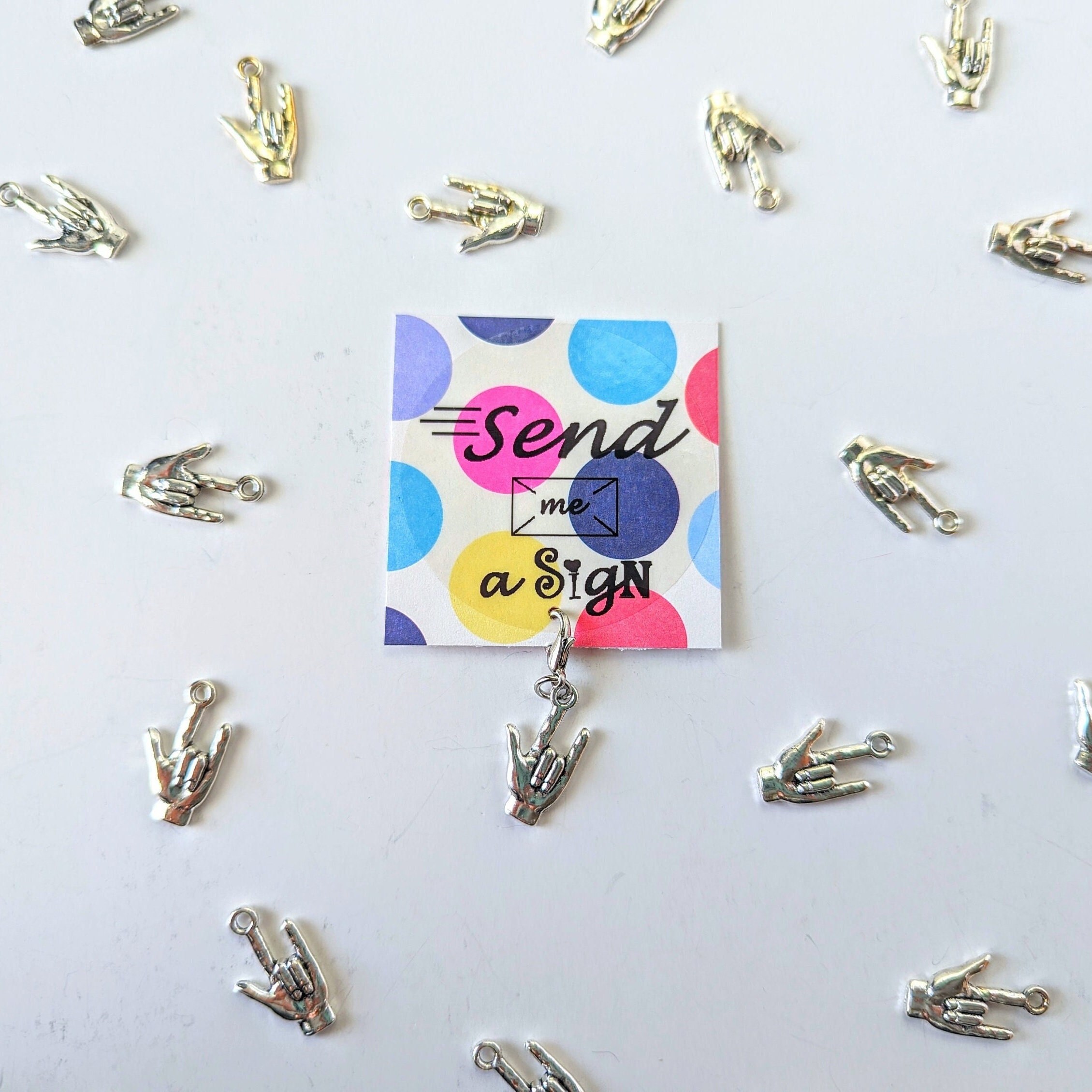 ASL i Love You Hand Sign Charm With Lobster Clasp Etsy