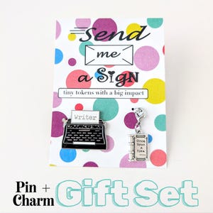 Gift Set: &quot;Writer&quot; Enamel Lapel Pin + &quot;Once Upon a Time&quot; Charm Duo