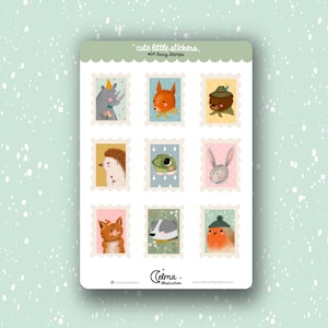 Planche de stickers timbres animaux "Furry Stamps"