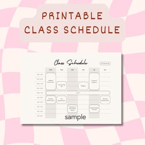 Class Schedule printable - aesthetic design - simple class schedule