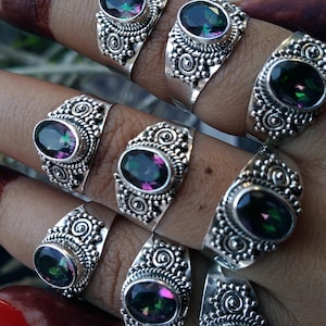 Mystic Topaz 925 Sterling Silver Ring - Handcrafted Gift for Her| Boho Chic Jewelry| Citrine Rings| Ruby Rings| Moonstone Rings| AmethystGT