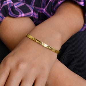 Personalisierte Name Silber Manschette Armband - 925 Sterling Silber vergoldet Minimalist Schmuck, Paar Schmuck Geschenk, personalisierte Geschenk für sie