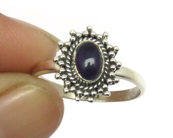 Amethyst Sterling Silver Ring: Handmade 925 Gemstone Beaded Band