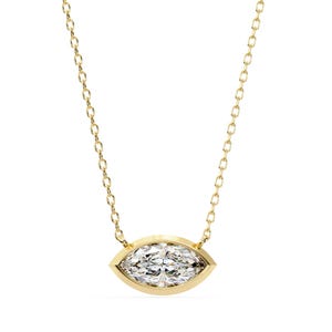 0.68 Carat Marquise Cut Diamond Pendant, 14K | 18K Gold Pendant for Women, Marquise Cut Diamond Bezel Set Solitaire Pendant, Gift For Her
