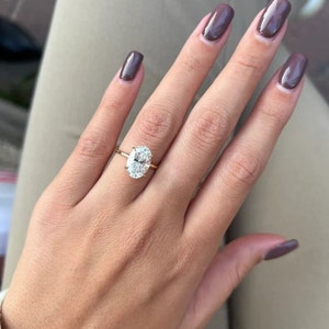 Certified 3 Ct Oval Lab Grown Diamond Engagement Ring | 14K Solid Gold Solitaire Ring | Handmade Bridal Ring