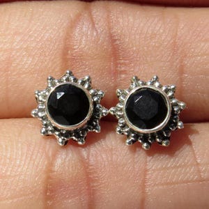 Handmade Black Onyx Tiny Silver Studs Jewelry, Onyx Studs, Studs For Gift, Gifts For Her or Him, Boys Studs, Minimalist Black Onyx Studs