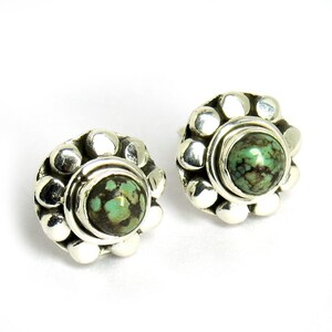 Natural Turquoise 925 Sterling Silver Studs Earrings, Gift For Her, Mini Earrings, Tops Earrings, Gemstone Earrings Gift.
