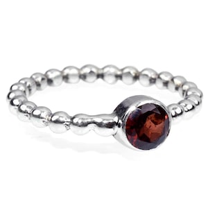 Garnet Stackable Ring, 925 Sterling Silver Handmade Ring, Dainty Midi & Mini Ring, Thumb and Initial Ring, Gift For Her, Valentine&#39;s GiftsGT