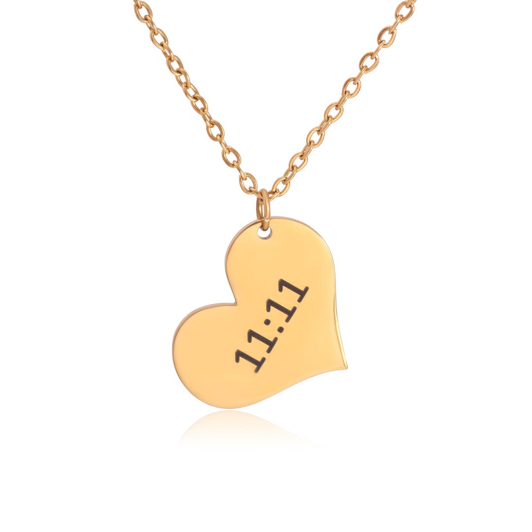 24K Gold Plated Angel Number Pendant, Sterling Silver Heart Necklace ...