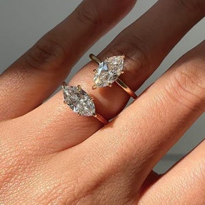 0.82 Carat Marquise Diamond Engagement Ring, Lab Grown Diamond 14K Gold Ring, Marquise Solitaire Diamond Ring, Vintage Wedding Ring For Her