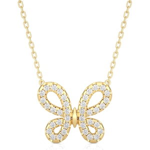 0.31 Ct Diamond Butterfly Pendant, 14K | 18K Gold Pendant for Women, Lab Grown Diamond Pendant, Perfect Gift For Her, Birthday Gift