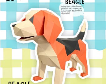 DIY Beagle 3D LUX paper origami model Kit pre-cut with double side tape included