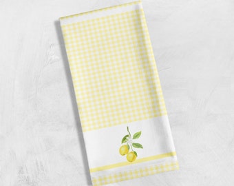Tea Towels in Vintage in lemon yellow gingham, Made in Linen Cotton