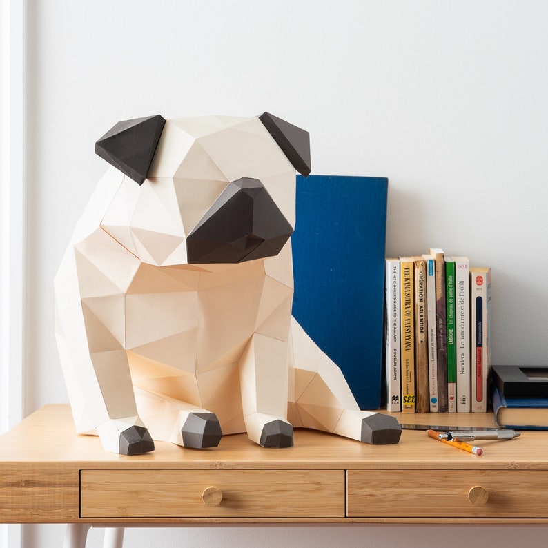 DIY Kit includes cardstock template and instructions provided PUG Kit for you to make this unique 3d papercraft