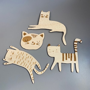 Coaster style wood decor (you get all 4) . Cat lover set