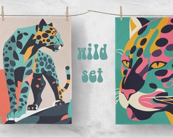 Bundle Tea Towels in wild. Use in kitchen or hang for decor. You get the set 2 in total.