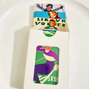 Coolest card deck in Vintage ski ladies all different images ski art custom art made deck of cards ski lover gift image 4