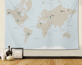 Wall Tapestry world map. Use to add your travel memories or animals from around wolrd. Map matches our New LUX 3D papercraft kits.