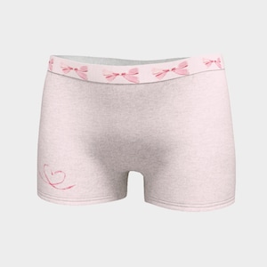 Boyshort  Boxers Undiesfor her in graphic pink coquette with bows, made in Canada