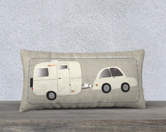 glamping in nature vintage camper long pillow case