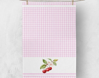 Tea Towels in Vintage in cherry gingham, Made in Linen Cotton