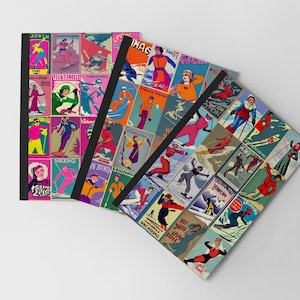 Set of all 3 Notebook Journals with blank white pages with a few pages with Ski flag doodles. Perfect for Journaling your Ski Season.
