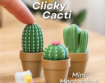 Fidget Clicky Cactus Toy – Mechanical Switch Desk Accessory for Work Stress Reliever Cute Plant Decor Satisfying Keyboard Click Sound Gadget