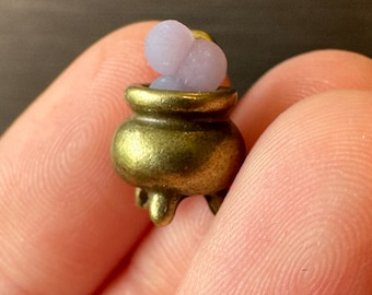 Grape Agate Cauldron - Metal Pendant