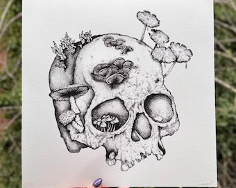 Fungi Encrusted Skull - Giclée Print