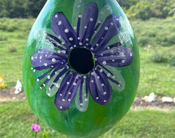 Passion Flower:  XL Handpainted Gourd Birdhouse