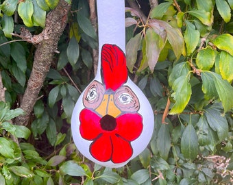 Wacky Rooster-Hand painted large gourd birdhouse