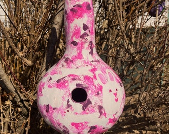 Bunny Hop: Large Handpainted Gourd Birdhouse