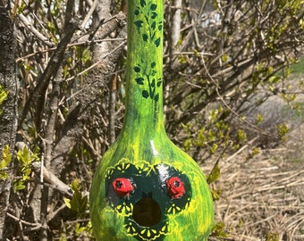 Tree Frog: Handpainted Gourd BirdHouse