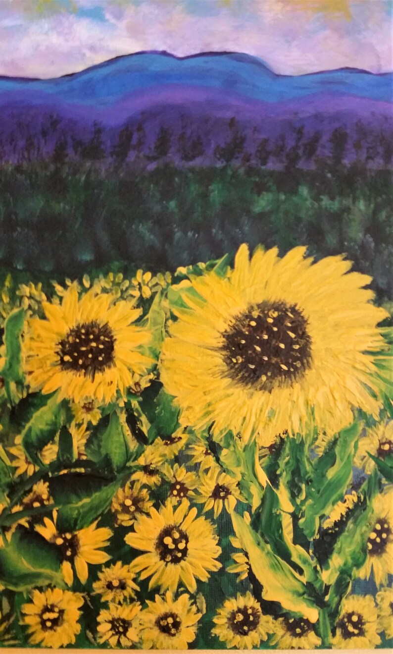 Sunflower Valley on 16 by 20 Artist Panel Board FREE SHIPPING Etsy