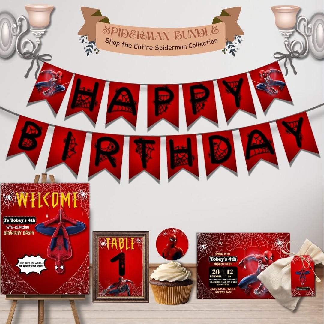 Spider-man Theme Birthday Bundle Set, Kids Birthday Party Decor ...