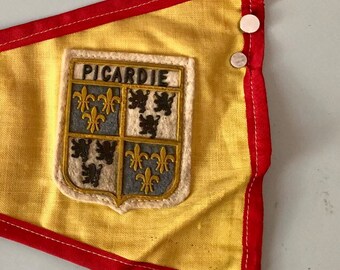 2 Vintage French Patches & Pennant Picardie Fleur de Lys