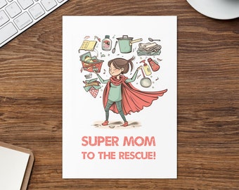 Tarjeta de felicitación Super Mom - Tarjeta divertida del Día de la Madre - Tarjeta de felicitación de mamá