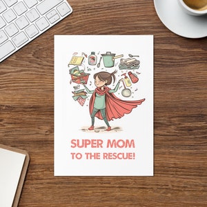 Cartão de felicitações da super mamãe - Cartão engraçado do dia das mães - Cartão de felicitações da mamãe