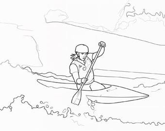Kayaking Coloring Pages