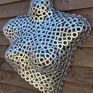 Welded Washer Sculpture: Stainless Steel Female Torso Wall Art