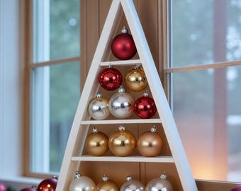 DIYクリスマスツリー棚の作り方：モダンなオーナメントディスプレイ