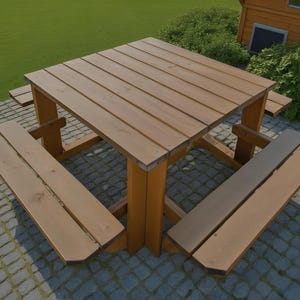 Planos de mesas de picnic, planos de mesas de jardín, planos fáciles de construir, planos de mesas de picnic de bricolaje, descarga en PDF, planos de mesas de bricolaje, planos de muebles de jardín
