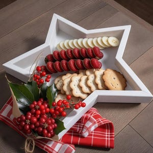 Progetti per vassoi a forma di stella di Natale, progetti per vassoi a forma di stella in legno, vassoi da portata per le feste, regali di falegnameria per le feste, progetti per download digitali