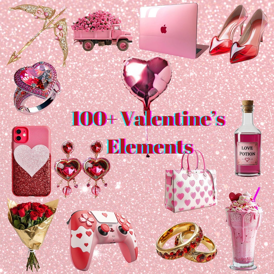 Velntines Element 100 Valentines Elements Glam Elements Transparent Pngs - Etsy