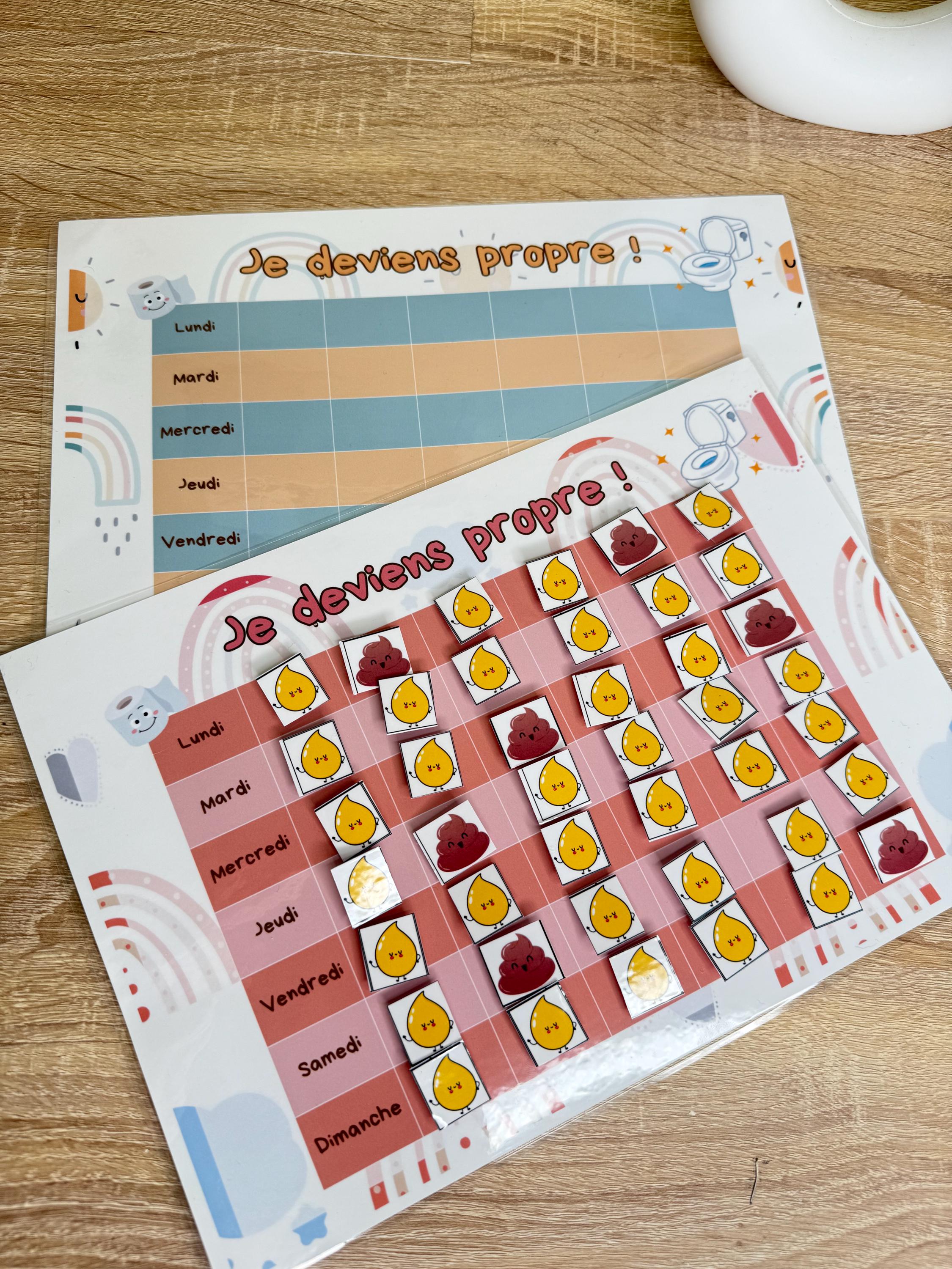 Système Récompense Apprentissage Propreté - 20 Cartes + 120 Autocollants + Diplôme - Enfant