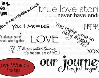 Photography Love Words  Photoshop Overlay Digital Scrapbook Word Art Stamps Quotes Prop  Lover Series PNG FILES Cricut Design Space