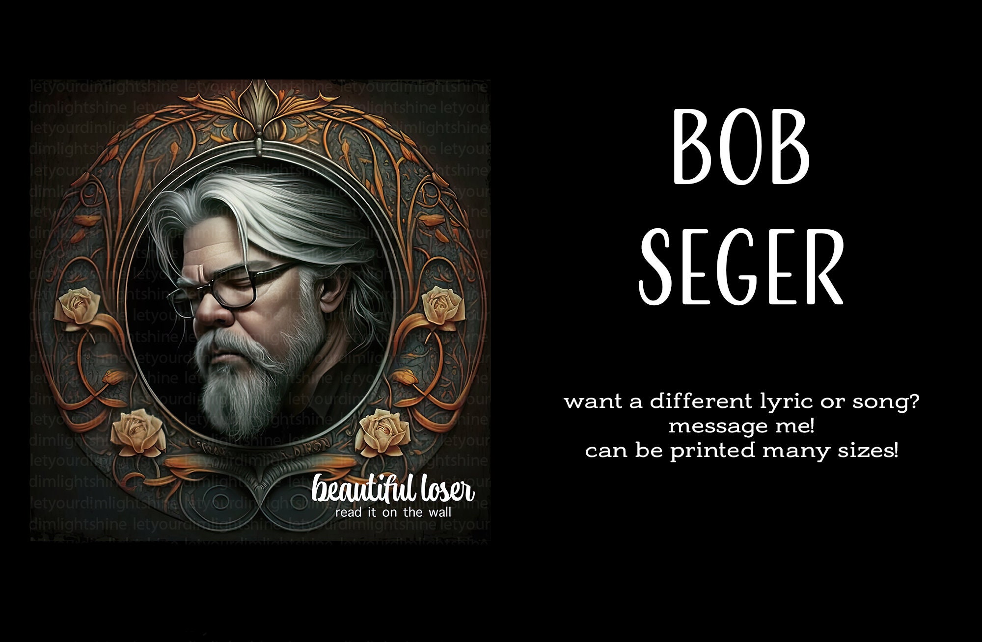 Set of Five Bob Seger Digital Art Cut File Fine Art Print Many Sizes - Etsy