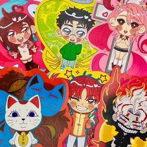 Jeu d'autocollants DDD | autocollant brillant en vinyle laminé | journaliser les fans d'anime | dandadan |  spiritueux | okarun | maman | turbo grand-mère | mignons chibis